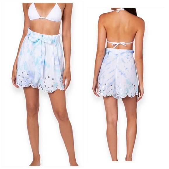 New with tag, Juliet Dunn Mirror-Detailed Tie-Dyed Cotton Shorts Size 2 (US 6/8) - Picture 1 of 15